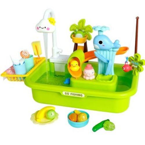 Easy Playhouse 4-In-1 Play Sink, Running Water Faucet, Kitchen & Bath Toys