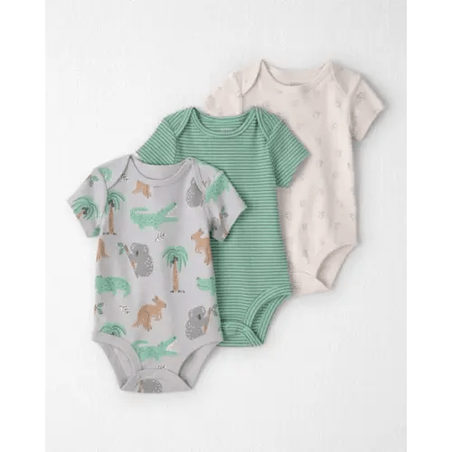 Baby 3-Pack Organic Cotton Bodysuits in Aussie Friends Print - Little Planet | Carter's