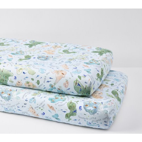 Layton Map Organic Crib Fitted Sheet