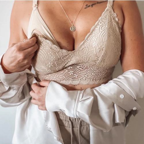 Floral Lace Organic Cotton Nursing Bralette - Beige – MORROW+MINT