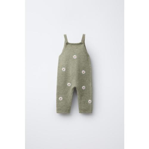 DAISY EMBROIDERED LONG OVERALLS - Light green | ZARA United States