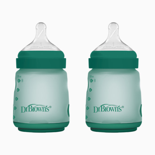 Options+ Wide-Neck Silicone Baby Bottles - Green, 5 Oz