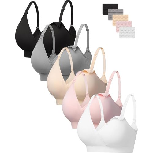 HBselect Nursing Bras for Breastfeeding, Seamless V Neck Maternity Bra Wireless Women Pregnancy Postpartum Bra Sleep Bralette