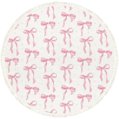Pink Bow Rug Round Rugs | 6ft
