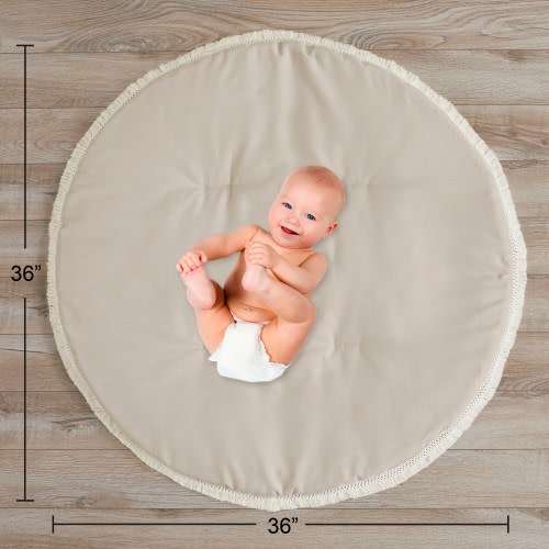 Boho Bohemian Boy Girl Baby Tummy Time Playmat - Solid Taupe Beige Ivory Cream Off White Linen Farmhouse Shabby Chic Neutral