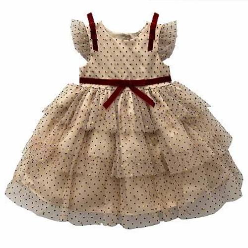 Baby & Toddler Girl Blueberi Boulevard Triple Tier Dress with Velvet Straps & Bow Detail