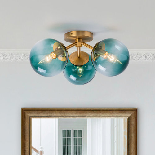 Mercer41 Pritee Glass Semi Flush Mount | Wayfair