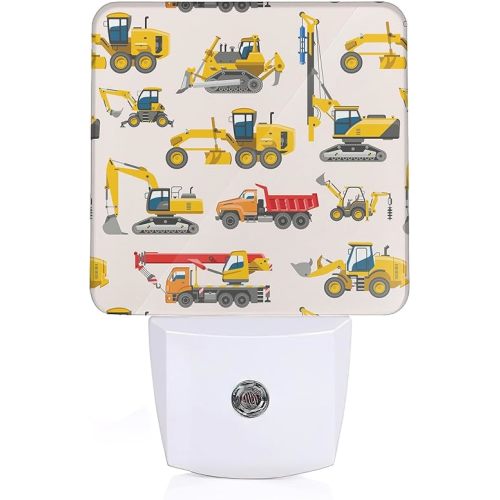 Tractor Night Light, Construction Machines Night Lights Plug Into Wall with Dusk to Dawn Sensor Wall Lamp, Nightlights for Bedroom, Bathroom, Hallway, Kitchen, Gifts Ideal for Girls Women