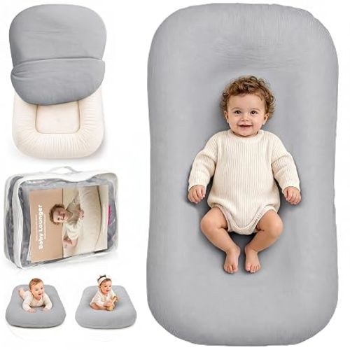 Infant Support Cushion - Soft Cotton Baby Support Cushion for 0-24 Months, Portable Tummy Time Mat for Home and Travel, Supervised Play Cushion, Baby Registry Gift (Includes Removable Gumdrop Cover)