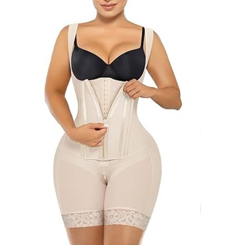 SHAPERX Fajas Colombianas Shapewear for Women Tummy Control Body Shaper Postpartum Butt Lifter with Zipper and Hooks
