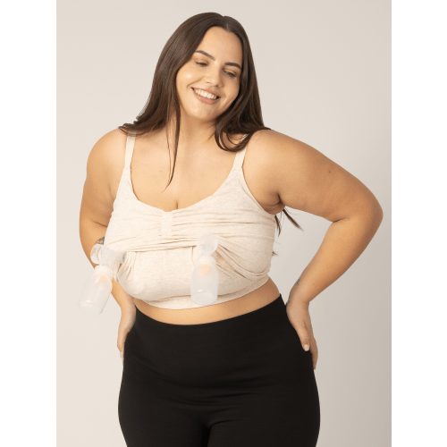 Sublime® Bamboo Hands-Free Pumping Lounge & Sleep Bra | Oatmeal Heather - Kindred Bravely