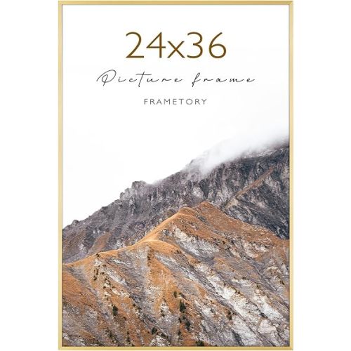 Frametory 24x36 Gold Aluminum Picture Frame Acrylic Cover 1 Pack