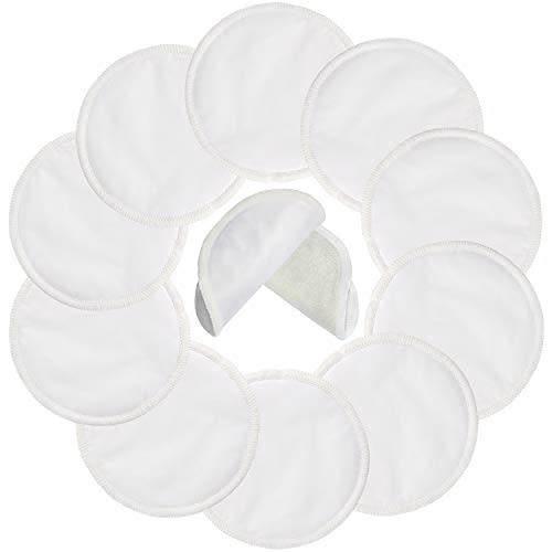 PINOWU Reusable Nursing Pads (10 Pack) for Breastfeeding Moms - 4.7 inch Washable Breastfeeding Nipple Pad for Maternity with Laundry Bag