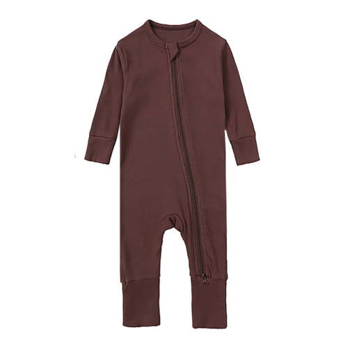 WIBACKER Baby Boy Girl Ribbed Pajamas with Mittens Bamboo Viscose Sleepers 2 Way Zipper Long Sleeve Pjs
