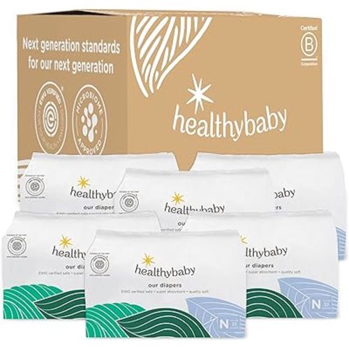 Our Diapers | EWG Verified Safe & Plant-Based Diapers | Leak Protection | Soft Organic Cotton Shell | Chlorine-Free Diaper for Sensitive Skin | Size Newborn (<10 lbs) 192 Count