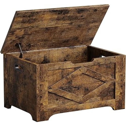 GarveeHome 23.6 in Storage Chest, Wooden Storage Bench with Safety Hinge, Easy Assembly, Large Shoe Bench for Entryway, Living Room, Bedroom