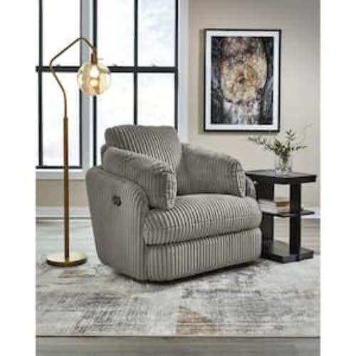 Tie-Breaker Gray Polyester Swivel Glider Rocker Recliner with Storage