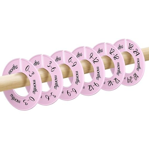 Pro Goleem Baby Closet Dividers Pink Baby Closet Organizer for Nursery Baby Clothes Size Age Dividers Fits 1.5" Rod 6 PCS