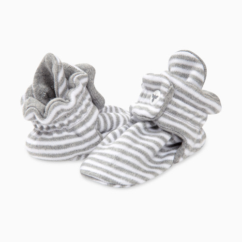 Organic Cotton Booties - Heather Grey Stripe
