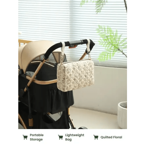 Quilted Floral Stroller Organizer Bag Portable Baby Hanging Storage for Travel Car Use Lightweight Mommy Bag for On the Go Essentials dailyuse casual gift - TikTok Shop