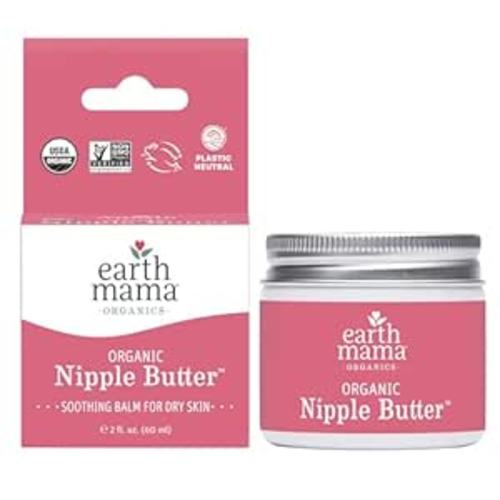 Earth Mama Organic Nipple Butter™ | Nipple Cream Safe for Breastfeeding | Postpartum Essentials for Nursing | Non Lanolin Nipple Cream, 2-Fluid Ounce
