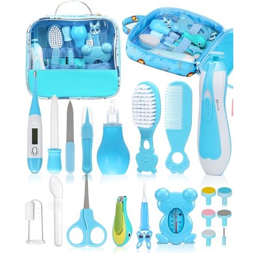 Baby Healthcare and Grooming Kit, Electric Safety Nail Trimmer Baby Nursery Kit, Newborn Care Kits with Hair Brush Comb for Newborn Infant Toddlers Baby Boys Girls Kids, Baby Shower Gifts