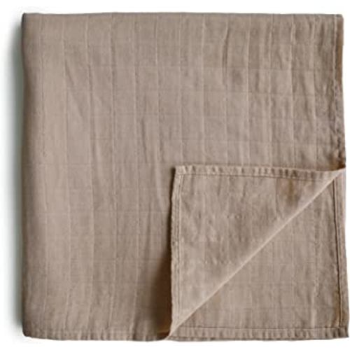 mushie Muslin Baby Swaddle Blanket | 100% Organic Cotton (Natural)
