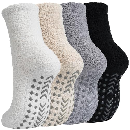 Grip Socks Women,Fall Fuzzy Slipper Socks Hospital Postpartum Essentials | Non Slip Slipper Sock,Grippy Warm Winter Socks,Fuzzy Fluffy Cozy Christmas Socks Gifts Elderly,Labor and Delivery Essentials
