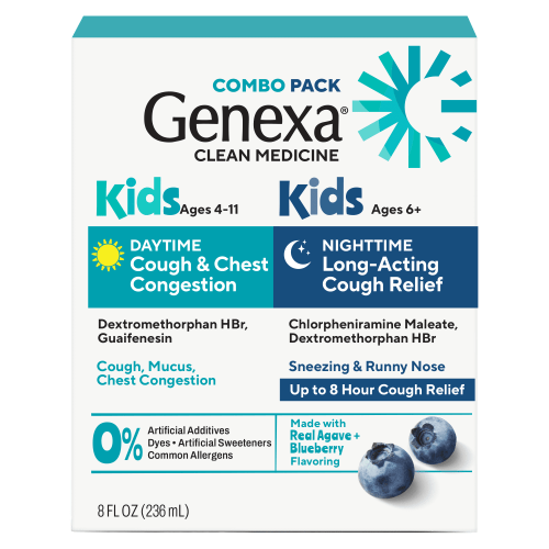 Genexa Kids' Day & Night Cough Combo Pack, Kids 6+, Blueberry Flavor, 4 fl oz HSA/FSA Eligible