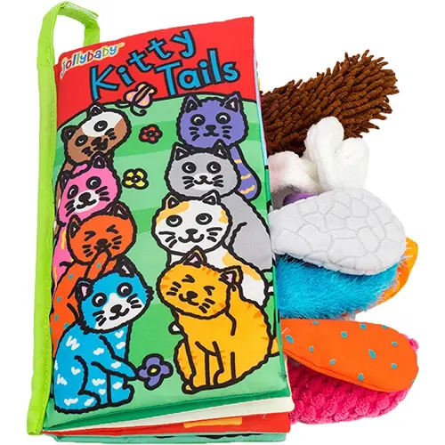 Baby Soft Animal Tails Activity Cloth Book with Crinkle Fabric, Kitty Tails
