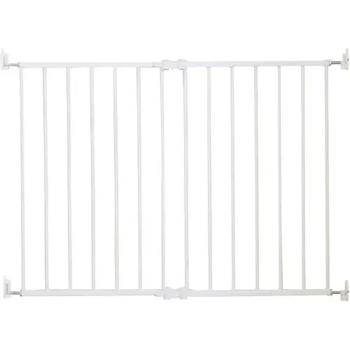 Qdos Safety Extending SafeGate Baby Gate - Meets Tougher European Standards - Angle Mount Capable - Templates for Easy Installation - Top of Stairs - Fits openings 26"-41"| Hardware Mount | White