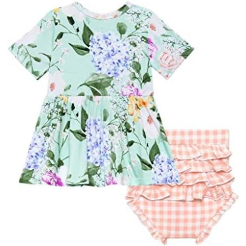 Posh Peanut Two Piece Set - Short Sleeve Peplum Top & Shorts Set - Breathable Viscose from Bamboo Baby Girl Outfits