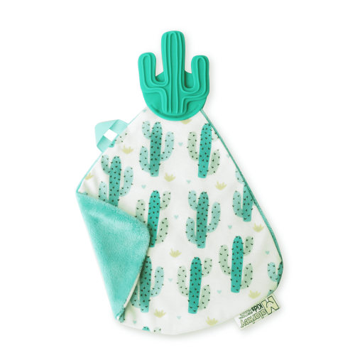 Malarkey Kids Munch-It 100% Food Grade Silicone Chewable, Clothing Cactus Baby Teether with Blanket, 1 Count