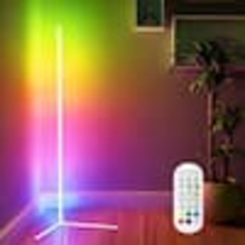 GUPUP 56 in. White L-Shaped Smart Dimmable Standard Floor Lamp for Living Room, RGB Bluetooth Corner Light 1Pack J5FLE116