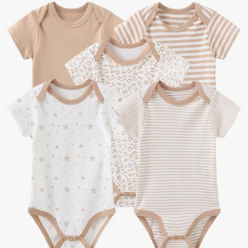 Amazon.com: Kiddiezoom Baby Girls&Boys Soft Cotton Bodysuit Newborn Short Sleeve 5-Pack One-Piece Light Coffee 3-6 Months: Clothing, Shoes & Jewelry