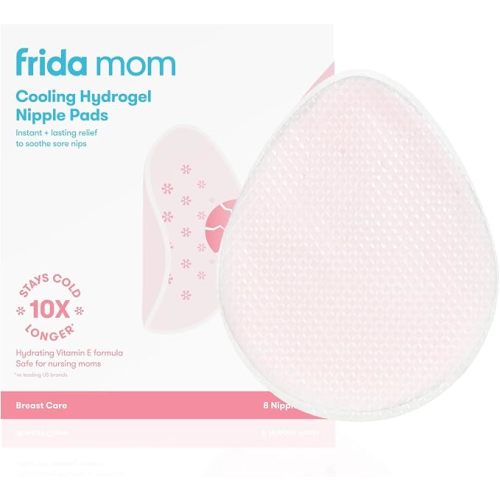 Frida Mom Nursing Pads, Cooling Hydrogel Nipple Pads for Hydration and Soothing Sore Nipples, Breastfeeding Essentials, 8ct