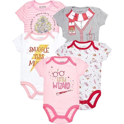 Harry Potter Baby Girls 5-Pack Bodysuit Clothes Gifts - Multipack