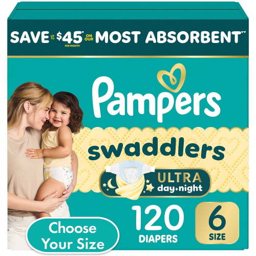 Pampers Swaddlers Ultra Diapers, Size 6 (23-44 Pounds), 120 Count