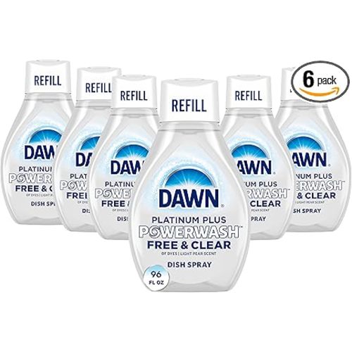 Dawn Free & Clear Powerwash Dish Spray, Dish Soap, Pear Scent Refill, 16 Fl oz (6 Pack)