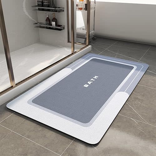 MontVoo-Bath Mat-Bath Mat Rug Non Slip Super Absorbent Stain Resistant Quick Dry Thin Bathroom Rug-Bath Mats for Bathroom Floor Bathtub Vanity-Bathmat Bath Rug Easy Care 17"x35" Blue