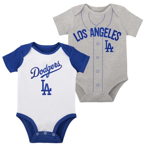 Infant Los Angeles Dodgers White/Heather Gray Two-Pack Little Slugger Bodysuit Set