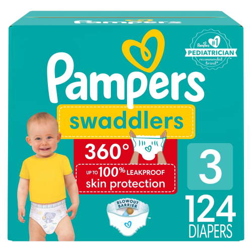 Swaddler 360 Enormous Disposable Baby Diapers - Size 3 - 124ct