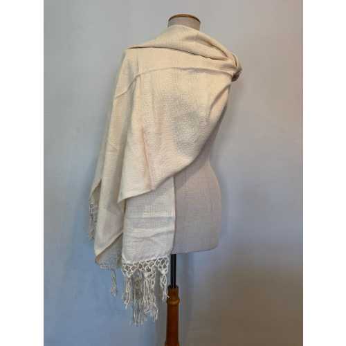 Mexican Rebozo: Cotton Cream Natural White Midwife Gift Shawl Wrap Doula (2 Metros Meters) Labrado