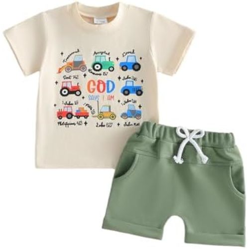 Fernvia Toddler Kids Boy Summer Clothes 6 12 18 24 Months 2T 3T 4T Short Sleeves Shirt Tops & Casual Shorts Outfit Set