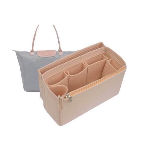 Le Pliage Long Strap Large Bag;Felt Bag Insert Organizer And Bag Liner In 15cm/5.9inches Height, Peach Color