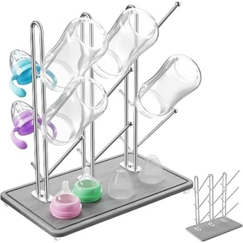 NiHome Baby Bottle Drying Rack with Diatomite Base & Stainless Steel Frame