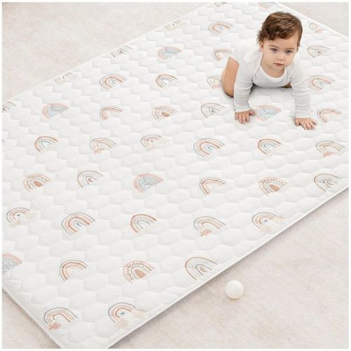 Premium Play Mat - Soft and Comfortable Kids & Toddler Play Mat with Non-Slip Bottom By Comfy Cubs - Rainbow, Rectangle, 48x72