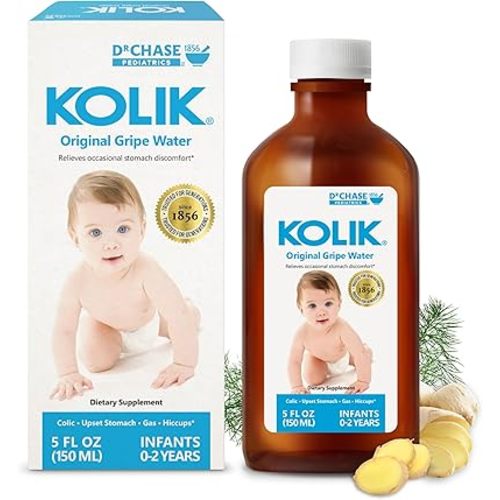 Dr. Chase Pediatrics Kolik Original Gripe Water - Colic Relief for Newborns & Infants - Safe, All Natural Gas Drops for Babies - Herbal Formula to Ease Digestive Discomfort & Fussiness, Made in Canada -150 ml