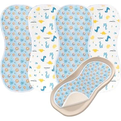 4 Packs Peanut Changing Pad Cover, 4-Layer Thickened Changing Pad Liner Waterproof Absorbent Non-Slip Reusable, Fits in Peanut Shaped Changing Pads
