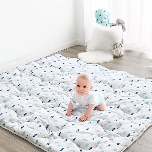 Play Mat for 71'' x 59'' Playpen, Large & Thick Baby Playmat for Floor, Non-Slip Cushioned Mat for Toddlers, Easy Clean Kids Play Mat for Playpen, White